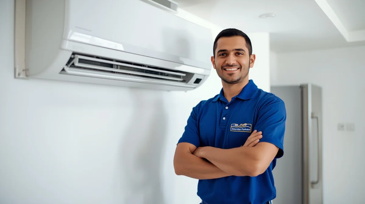 Technician repairing inverter AC in Dhaka - Mohammadi Engineering Ltd.
